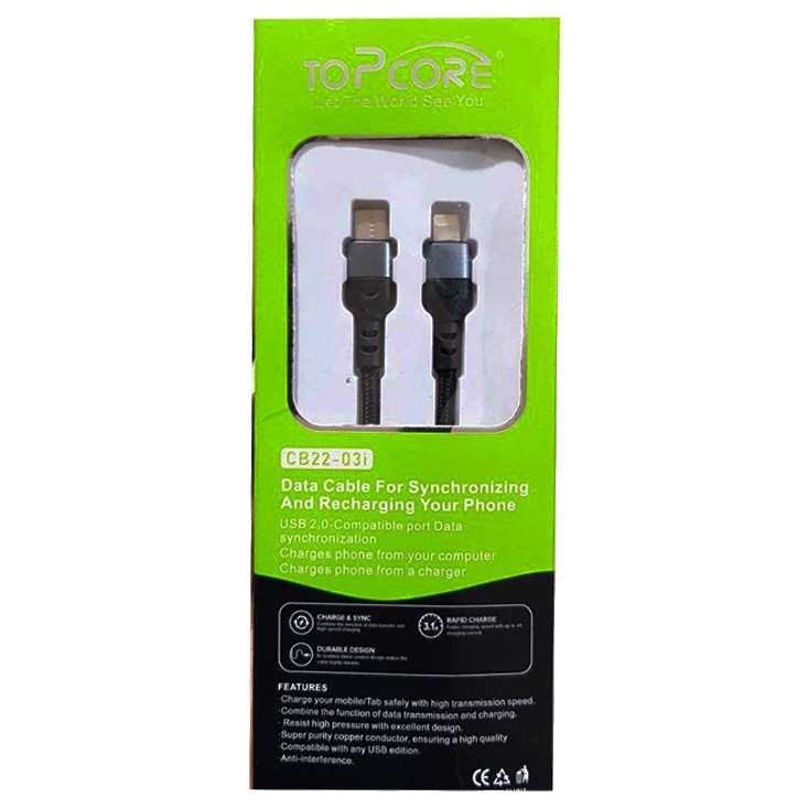 کابل شارژ اورجینال TOPCORE مدل CB22-03I آیفون PD مناسب ایفون 11 تا 14