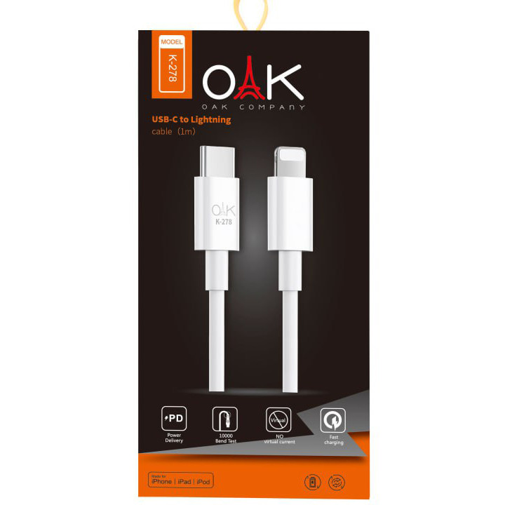 کابل تایپ سی به لایتنینگ مدل 278 OAK