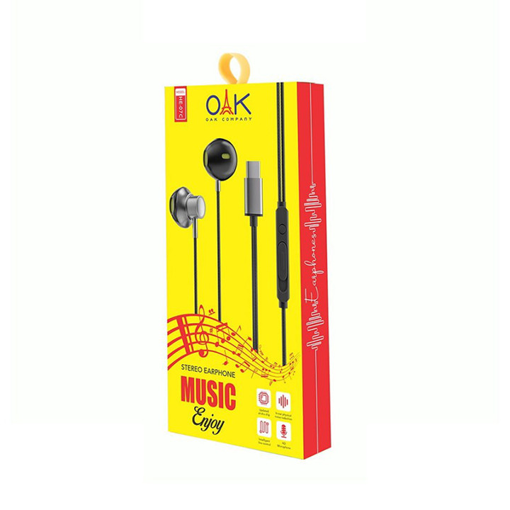 هندزفری با سیم OAK مدل: HE-07c تایپ سی