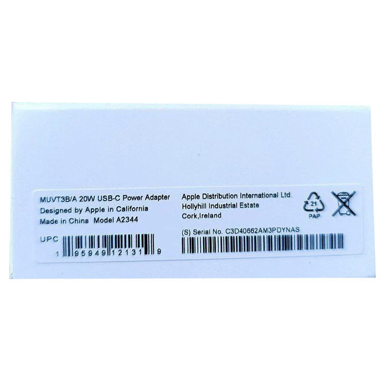 کلگی شارژ اصلی B/A آیفون 20W سفارش ایرلند