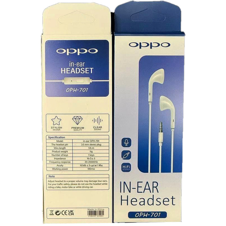 هندزفری OPPO پکدار مدل سر سفت